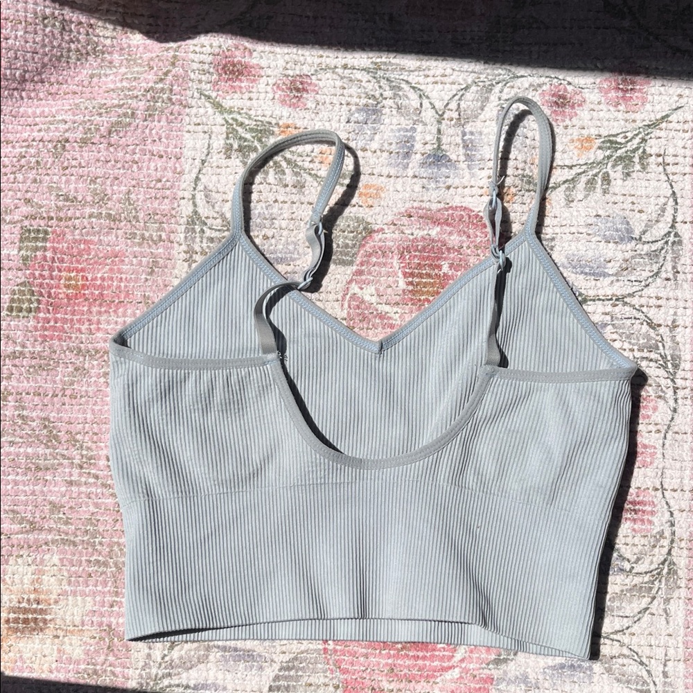 Light blue Ribbed sports bra - Picture 3 of 7